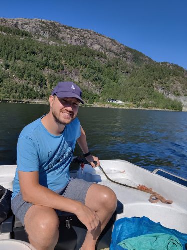 Evoy CDO Kjetil Watnedal in a boat